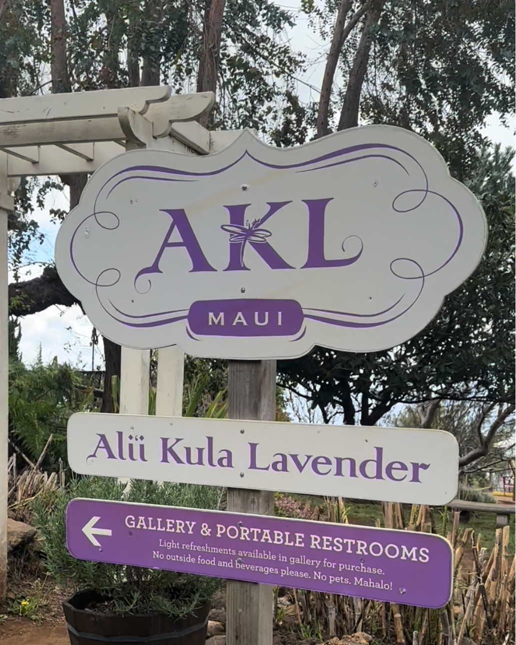 Alii Kula Lavender Farm Sign on their upcountry Maui Farm